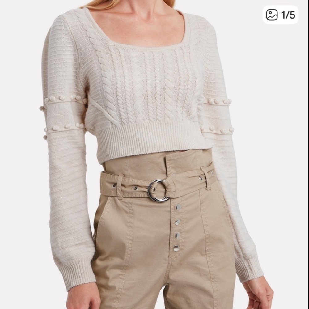 Jonathan Simkhai Cream Cable Knit Cropped Top Sweater Vintage Size XS
